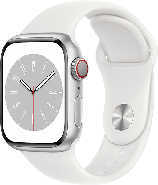 Apple Watch Series 8 (41mm) in Silver Alum -- White Band - SM